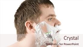  Presentation with razor - Theme having man shaving razor with foam on white background and a lemonade colored foreground