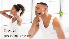  Presentation with razor - Slides featuring man shaving with razor background and a lemonade colored foreground