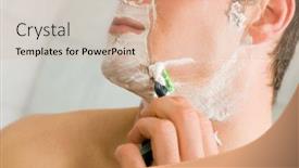  Presentation with shaving - Beautiful slides featuring man-shaving backdrop and a coral colored foreground