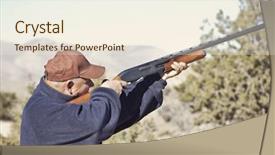 Presentation with hunting - PPT theme consisting of man shooting a shotgun hunting background and a cream colored foreground