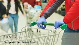  Presentation with food mask - Theme with man-shopping-at-food-supermarket background and a soft green colored foreground