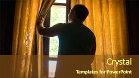  Presentation with greeiting show man - Beautiful slide deck featuring man shot against the light backdrop and a tawny brown colored foreground