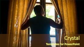  Presentation with greeiting show man - Cool new slide deck with man shot against the light backdrop and a tawny brown colored foreground