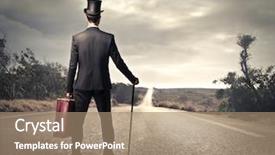  Presentation with rich man - Colorful presentation theme enhanced with man shot from behind looking backdrop and a coral colored foreground