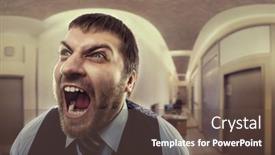  Presentation with office - Audience pleasing presentation design consisting of man-shouting-at-office backdrop and a tawny brown colored foreground