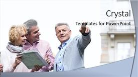  Presentation with life journey road map - Colorful PPT theme enhanced with man showing direction to couple backdrop and a cool aqua colored foreground