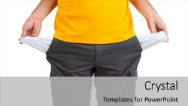  Presentation with europeskt man - Audience pleasing presentation theme consisting of man showing his empty pockets backdrop and a light gray colored foreground
