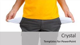  Presentation with empty cross - Amazing presentation having man showing his empty pockets backdrop and a  colored foreground