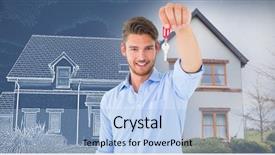  Presentation with lonely man new zealand tourists - Amazing presentation design having man showing new house key backdrop and a  colored foreground