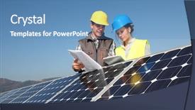  Presentation with solar panels - Slides with man showing solar panels technology background and a teal colored foreground