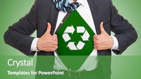  Presentation with recycling - Slides with man showing the cycle symbol background and a shamrock green colored foreground