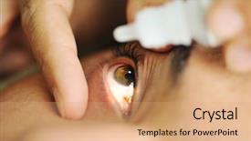  Presentation with eye doctor - PPT theme having man sick with eye drops background and a coral colored foreground