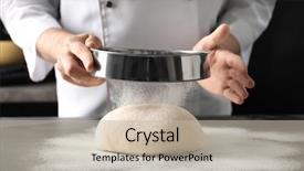  Presentation with chickpea flour - Presentation theme featuring man sifting flour over dough background and a mint green colored foreground