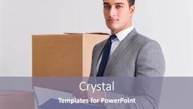  Presentation with boxes - Cool new slides with man-signing-for-the-delivery backdrop and a gray colored foreground