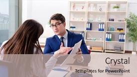  Presentation with contract - Audience pleasing PPT theme consisting of man signing medical insurance contract backdrop and a  colored foreground