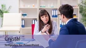  Presentation with cargo insurance man and passenger - Theme having man signing medical insurance contract background and a teal colored foreground