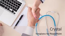  Presentation with contract - PPT layouts enhanced with man signing medical insurance contract background and a lemonade colored foreground