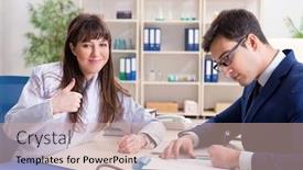  Presentation with contract - PPT theme consisting of man-signing-medical-insurance-contract background and a soft green colored foreground