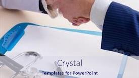  Presentation with contract - Presentation theme consisting of man-signing-medical-insurance-contract background and a sky blue colored foreground