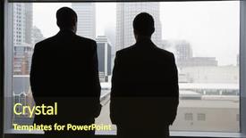  Presentation with city silhouette - Slides consisting of man silhouette - rear view of two businessmen background and a wine colored foreground