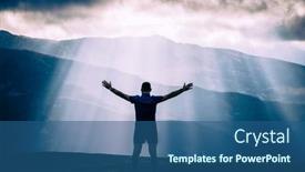  Presentation with freedom - PPT theme featuring man-silhouette-against-heavenly-lights background and a ocean colored foreground