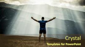 Presentation with freedom - Presentation theme having man-silhouette-against-heavenly-lights background and a tawny brown colored foreground