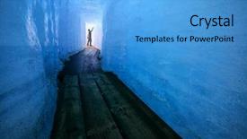  Presentation with cave - Audience pleasing presentation design consisting of man silhouette in ice cave rhone glacier switzerland europe backdrop and a light blue colored foreground