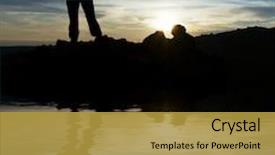  Presentation with sunset - Slides having man-silhouette-on-the-sunset background and a  colored foreground