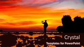  Presentation with krabi - Amazing presentation theme having man silhouette watching amazing sunset on the beach in krabi thailand backdrop and a wine colored foreground