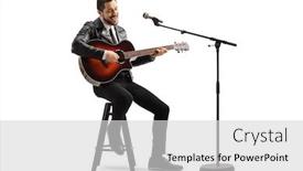  Presentation with acoustic - Amazing presentation theme having man-singing-and-playing backdrop and a light gray colored foreground