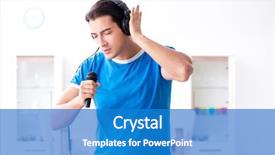  Presentation with home - Cool new slides with man singing at home karaoke backdrop and a teal colored foreground
