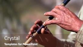  Presentation with traditional - Slide deck with man-singing-at-traditional-romanian background and a tawny brown colored foreground