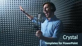  Presentation with recording studio - Slide deck consisting of man singing in a recording background and a ocean colored foreground