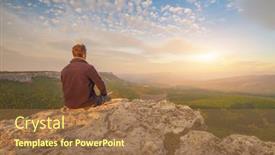  Presentation with helping man mountain - Presentation featuring man-sit-on-cliff-s background and a  colored foreground