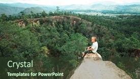 Presentation with cliff - Audience pleasing slide deck consisting of man-sits-on-top backdrop and a tawny brown colored foreground