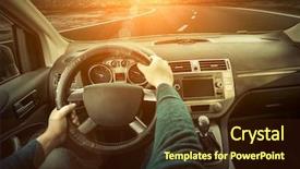  Presentation with safety driving - Audience pleasing slides consisting of man sitting and driving backdrop and a wine colored foreground