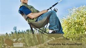  Presentation with fishing - Audience pleasing slides consisting of man-sitting-and-fishing backdrop and a gold colored foreground