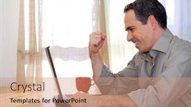  Presentation with sitting posture and computer ergonomics - Audience pleasing presentation theme consisting of man-sitting-at-a-desk backdrop and a coral colored foreground