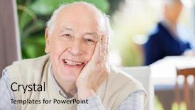  Presentation with nursing - Amazing PPT layouts having man sitting at nursing home backdrop and a soft green colored foreground