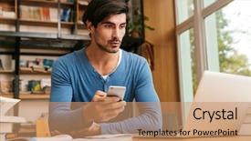  Presentation with 3d man sitting question mark - Amazing slide deck having man sitting at the library backdrop and a  colored foreground