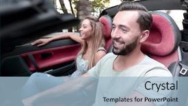  Presentation with luxury car - Amazing presentation design having man sitting behind the wheel backdrop and a light blue colored foreground
