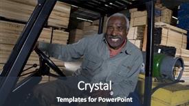  Presentation with forklift - Colorful slide deck enhanced with man sitting in a forklift backdrop and a ocean colored foreground