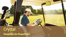  Presentation with golf - Beautiful presentation design featuring man sitting in a golf backdrop and a tawny brown colored foreground