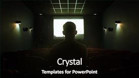  Presentation with movie theater hall of cinema - Beautiful presentation featuring man sitting in empty cinema backdrop and a black colored foreground