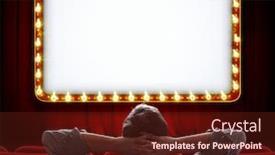  Presentation with red curtain - Slide deck with movie template - man sitting in front background and a tawny brown colored foreground