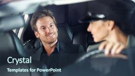  Presentation with luxury car - Audience pleasing PPT theme consisting of man sitting in luxury car backdrop and a tawny brown colored foreground