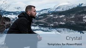  Presentation with norway - Amazing slide set having man-sitting-near-hardangerfjord-norway backdrop and a light blue colored foreground