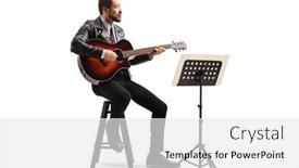  Presentation with acoustic - Beautiful slide set featuring man-sitting-on-a-chair backdrop and a white colored foreground