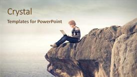  Presentation with rock - Beautiful presentation design featuring man sitting on a rock backdrop and a lemonade colored foreground