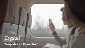  Presentation with train - Colorful PPT theme enhanced with man sitting on a train backdrop and a gray colored foreground